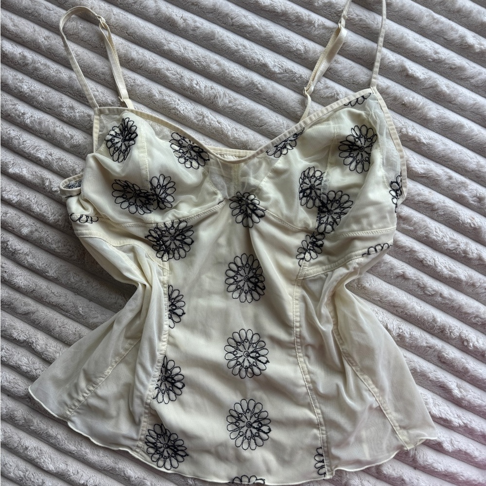 Floral Embroidered Butter Yellow Top